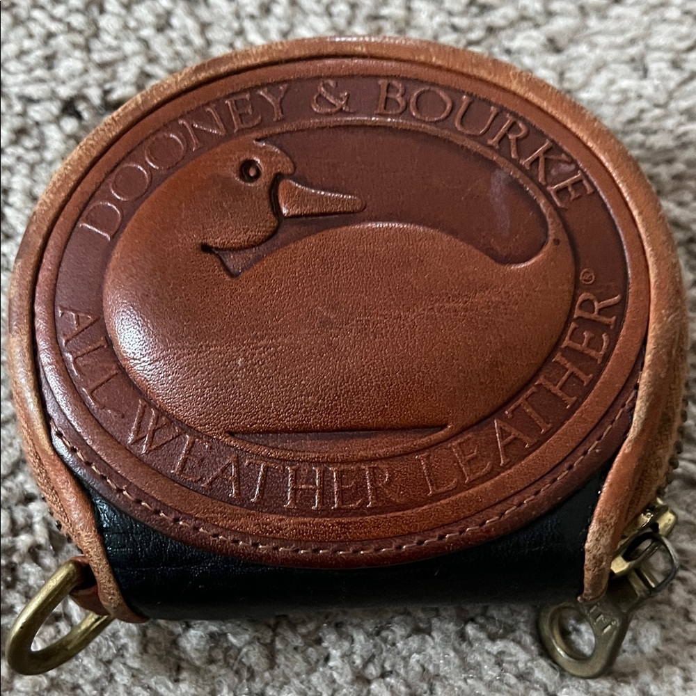 Dooney & Bourke Tan and Black Leather Coin Holder